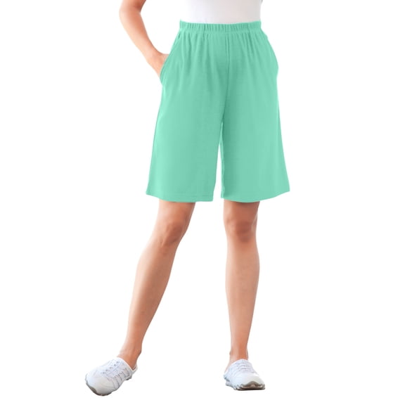 Woman Within Plus Size 7-Day Straight-Leg Elastic-Waist Stretchy Knit Short