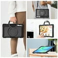 thumbnail image 4 of ELEHOLD Rugged Case for  Samsung Galaxy Tab S10 FEplus/FE+ 2025 Three-Layer Protection with Screen Protector Portable Folding Handle Grip 360° Rotating Kickstand Bracket Shockproof Cover,Black, 4 of 8