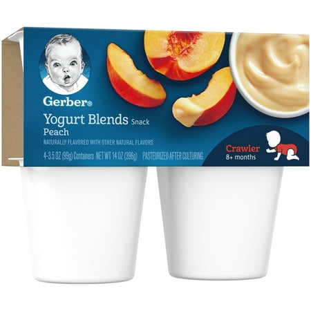 Gerber Yogurt Blends Snack Peach Yogurt, 3.5 oz Cups, 4 Count