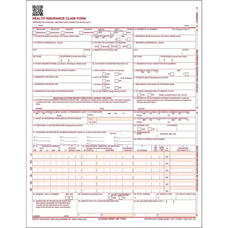 New ComplyRight CMS-1500 Health Insurance Claim Form 250/Box (CMS12LC250)