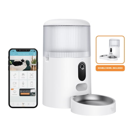 Instachew Purechew Sight Double Automatic Pet Feeder HD Camera Feeder with Double Bowls for Cats and Dogs