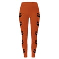 thumbnail image 3 of Gyexs Halloween Leggings for Women Plus Size High Waisted Athletic Workout Legging Soft Comfy Ankle Length Pants Halloween Pj Pants #03 Orange Size S, 3 of 4