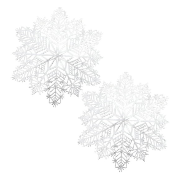 DEEPCRAFF 2Pcs White PVC Snowflake Shaped Placemats for Christmas Party Table Protection