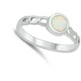 thumbnail image 4 of CHOOSE YOUR COLOR White Simulated Opal Open Twist Ring .925 Sterling Silver Band CZ Female Size 5, 4 of 4