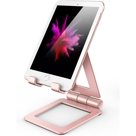 Adjustable iPad Stand, Tablet Stand Holders, Cell Phone Stands, iPhone Stand, Nintendo Switch Stand, iPad Pro Stand, iPad Mini Stands and Holders for Desk (4-10 inch) (Rose Gold) Rose Gold
