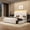 Cream, variant on ANPOO King Size LED Corduroy Bed Frame with Charging Station, Wingback Platform Bed Frame with 55" Headboard, Upholstered Bed Frame No Box Spring Needed/Noise Free