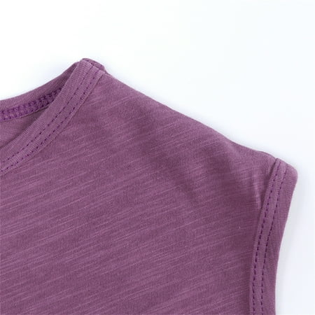 

kpoplk Tshirts For Toddler Toddler Kids Girls Boys Short Classic Loose Soft Sleeveless Solid T Shirt Tee Tops Tshirt Kids(Purple)