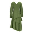 thumbnail image 5 of aohooy Corset Top Sundresses Women Ruffled Gothic Vintage Cowgirl Midi Dress Irregular Hem Long Sleeve Beach Western Outfit 2025 Army Green,M, 5 of 8