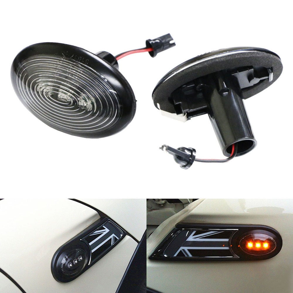 OEM Fit Black Clear Side Marker with Amber LED Lamp for MINI COOPER MK II R56 2007~2013 