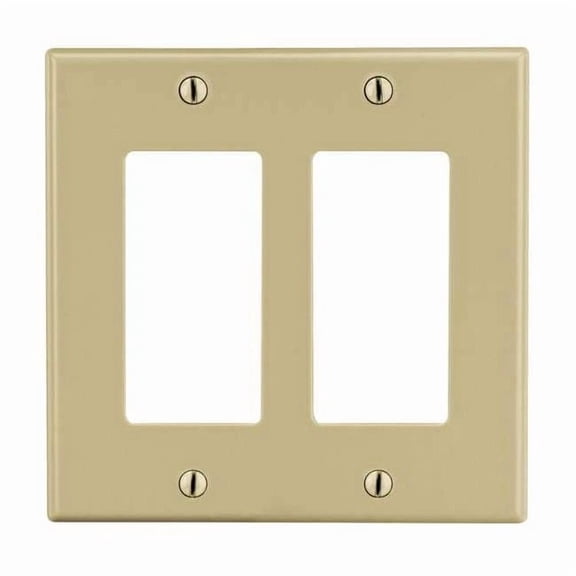 Rocker Wall Plate, Number of Gangs: 2 Plastic, Satin Finish, Ivory
