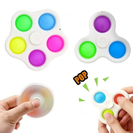 ZUHAUMATE Pop Fidget Spinner Toys - 2 Pack Stress Anxiety Relief Sets, Simple Pop Hand Spinners Christmas Halloween Gifts for Kids Teen Girls or Boys
