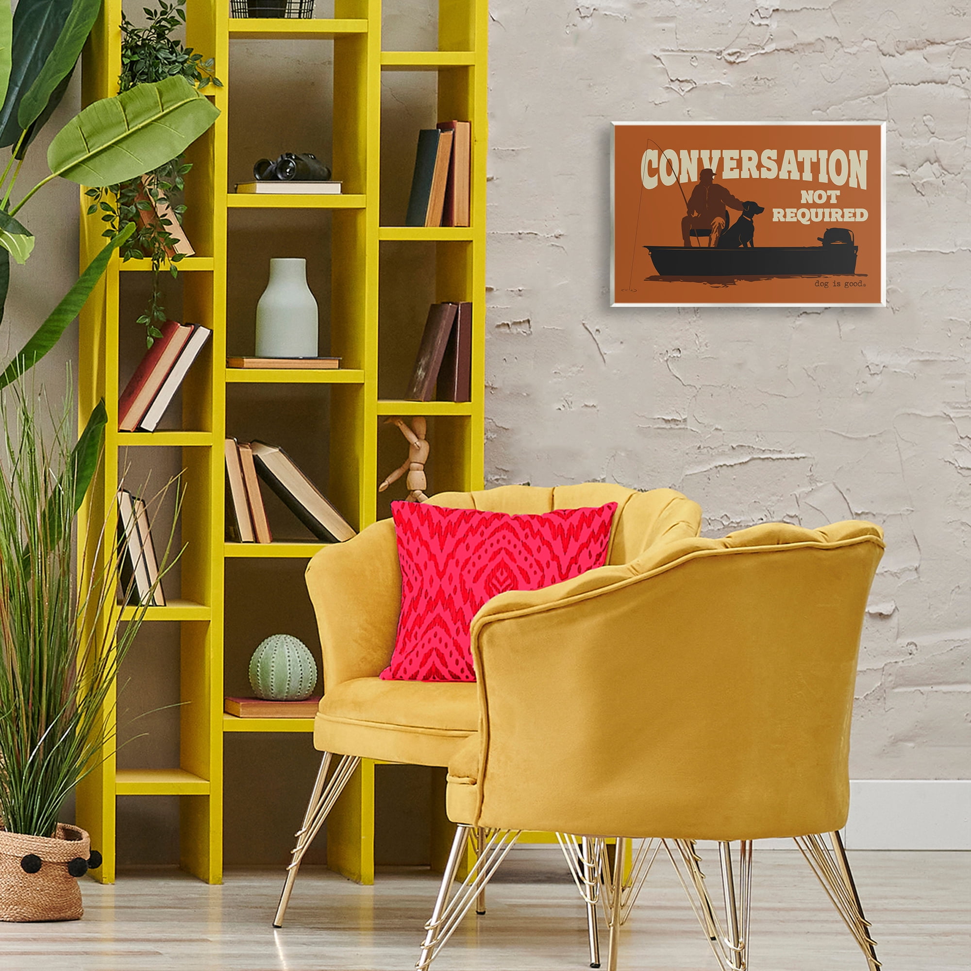 Stupell Industries Conversation Not Required Dog People Painting Unframed Art Print Wall Art, 15 x 10