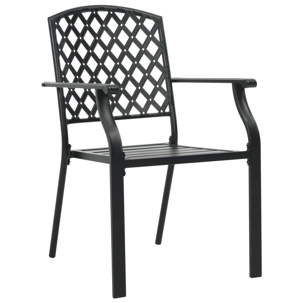 Kepooman Outdoor Patio Stackable Metal Chairs Set with Backrest, Set of 2, Black Kepooman Outdoor Patio Stackable Metal Chairs Set with Backrest, Set of 2, Black
