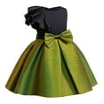 thumbnail image 4 of RUTAYY Children Girls Dress Shiny Fabric Bow Vest Skirt with Zipper Color Block Party Daily Wear Elegant Chic Dresses, 4 of 9