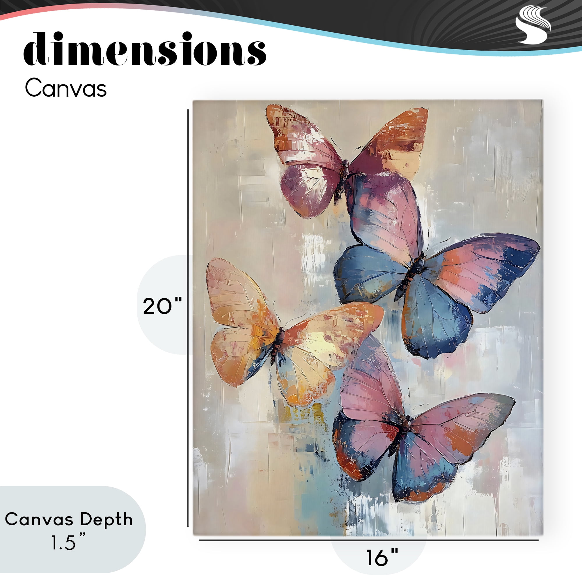 Stupell Industries Butterfly Beauty Abstraction Canvas Wall Art, design by Creative Studio
