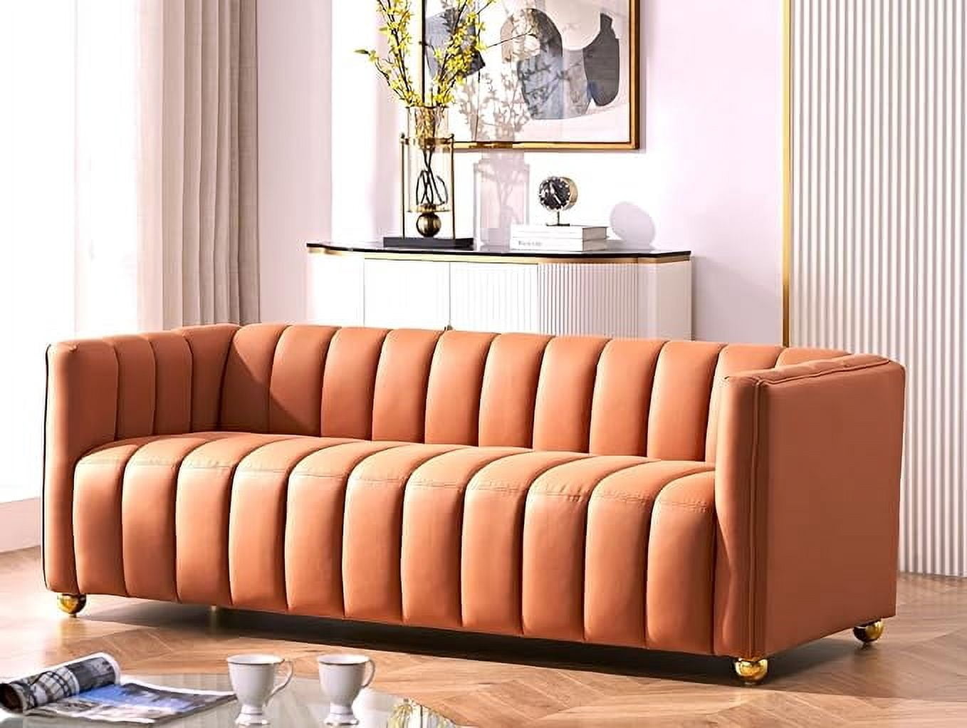 US Pride Furniture Glam Fabric Upholstered Solid Wood Frame 82.7" Art Deco Sofa