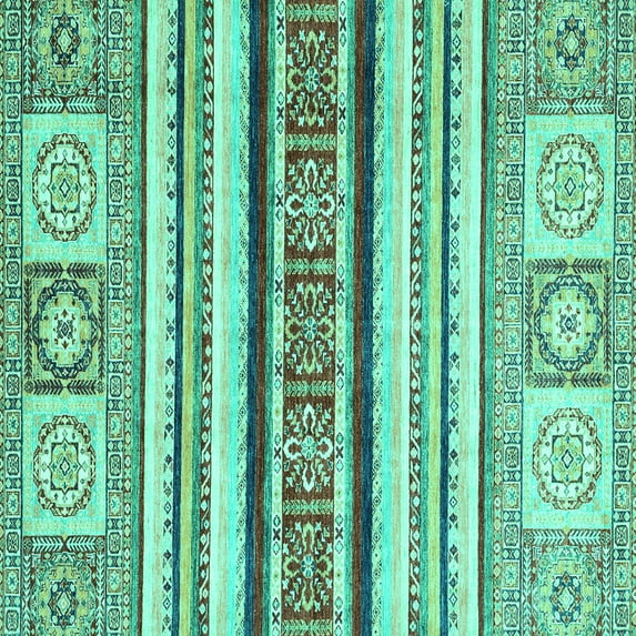 Ahgly Company Indoor Square Oriental Turquoise Blue Modern Area Rugs, 8' Square
