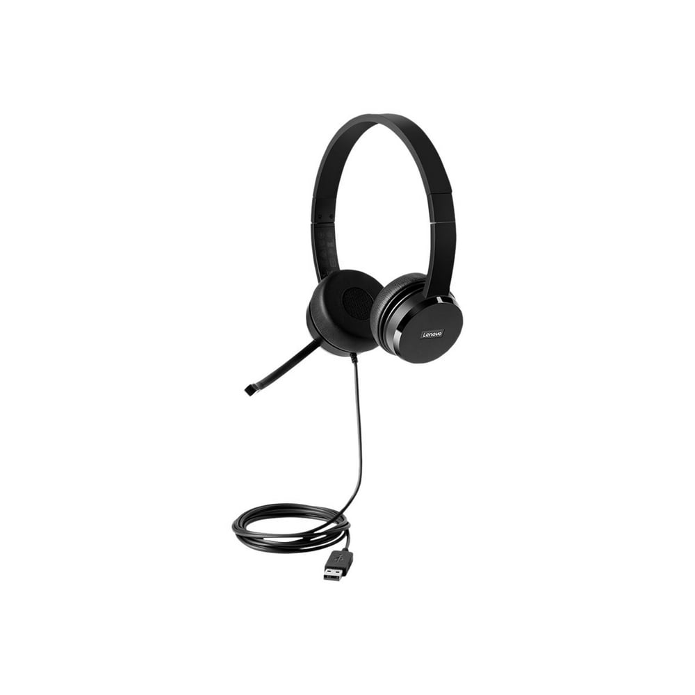 Lenovo 100 Headset onear wired USB black for ThinkCentre