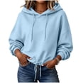 thumbnail image 4 of HAiming Womens Hoodies Long Sleeve Drawstring Solid Color Casual Trendy Sweatshirts Fall Winter Going out Blouses, 4 of 7