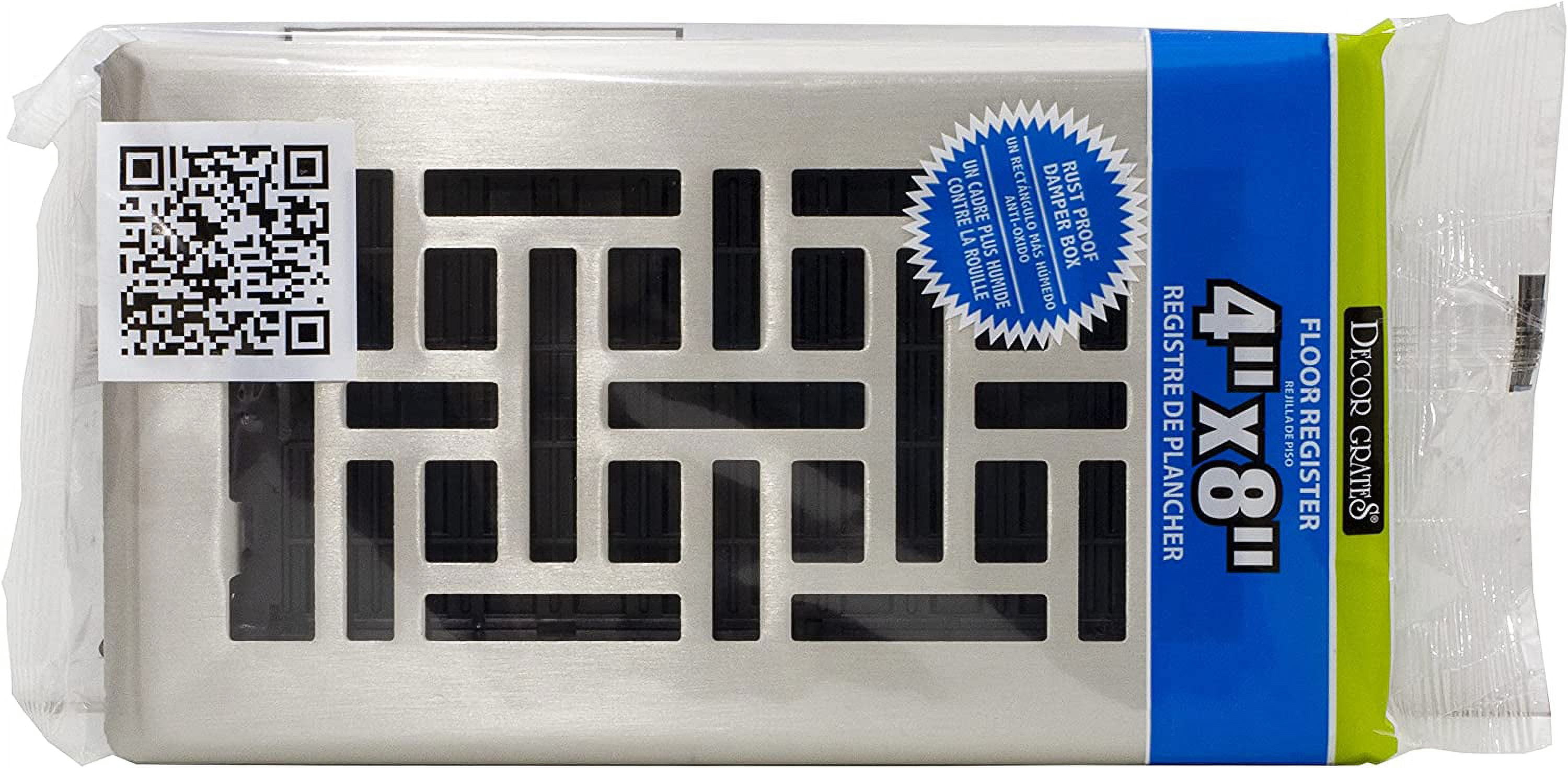 Decor Grates 4x12 Oriental Floor Register Vent Cover, Adjustable Airflow Control, Chrome (AJH412-C)