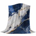 thumbnail image 6 of Marble Navy Blue Blanket Soft Cozy Warm Throw Blanket for Couch, Plush Fuzzy Flannel Fleece Blankets for Sofa, Abstract Gold White Brick Stone Motif Bed Blankets Lightweight Gifts for Women, 40"x60", 6 of 9