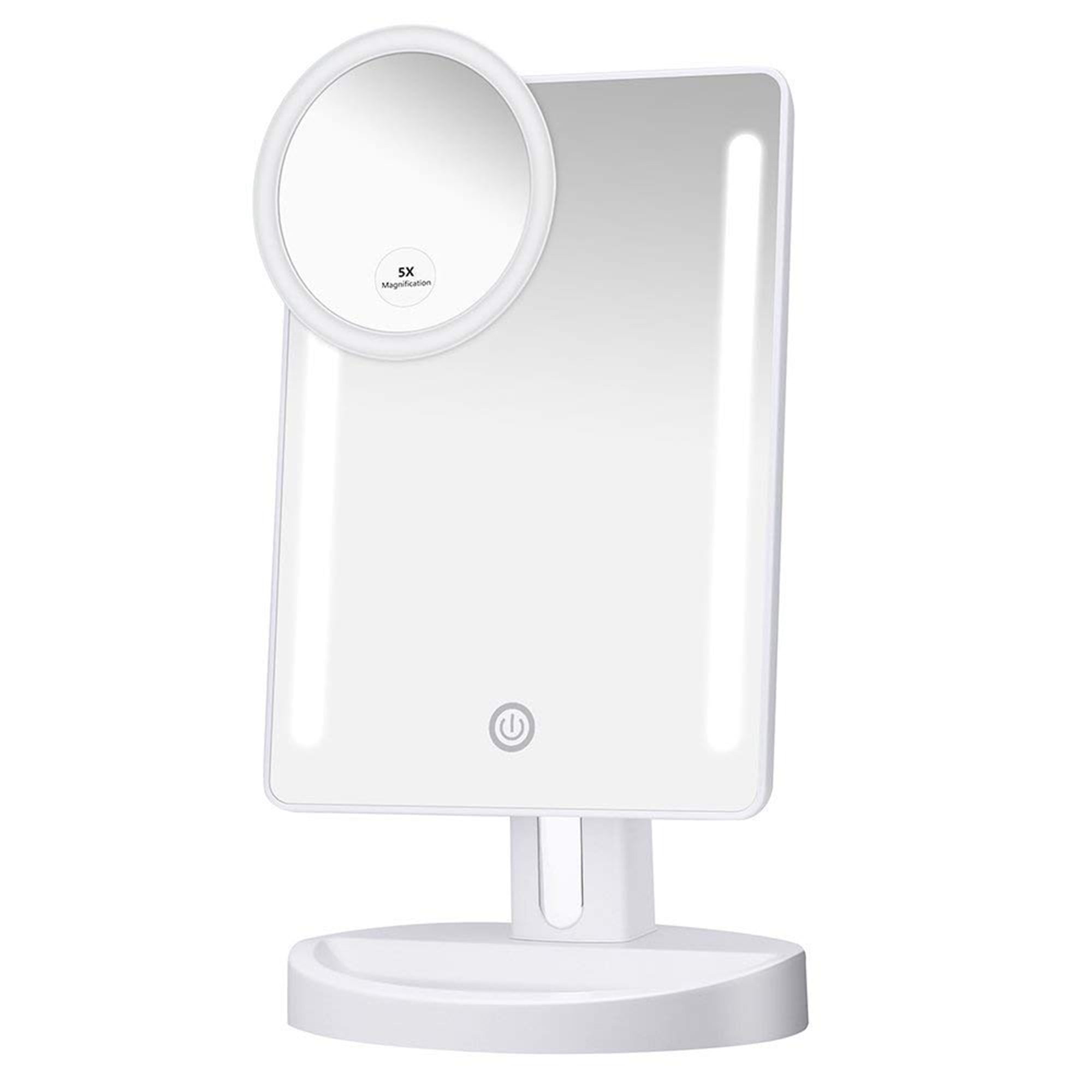 Kedsum Led Lighted Dimmable Vanity Tabletop Makeup Mirror With 5x Magnifying Spot