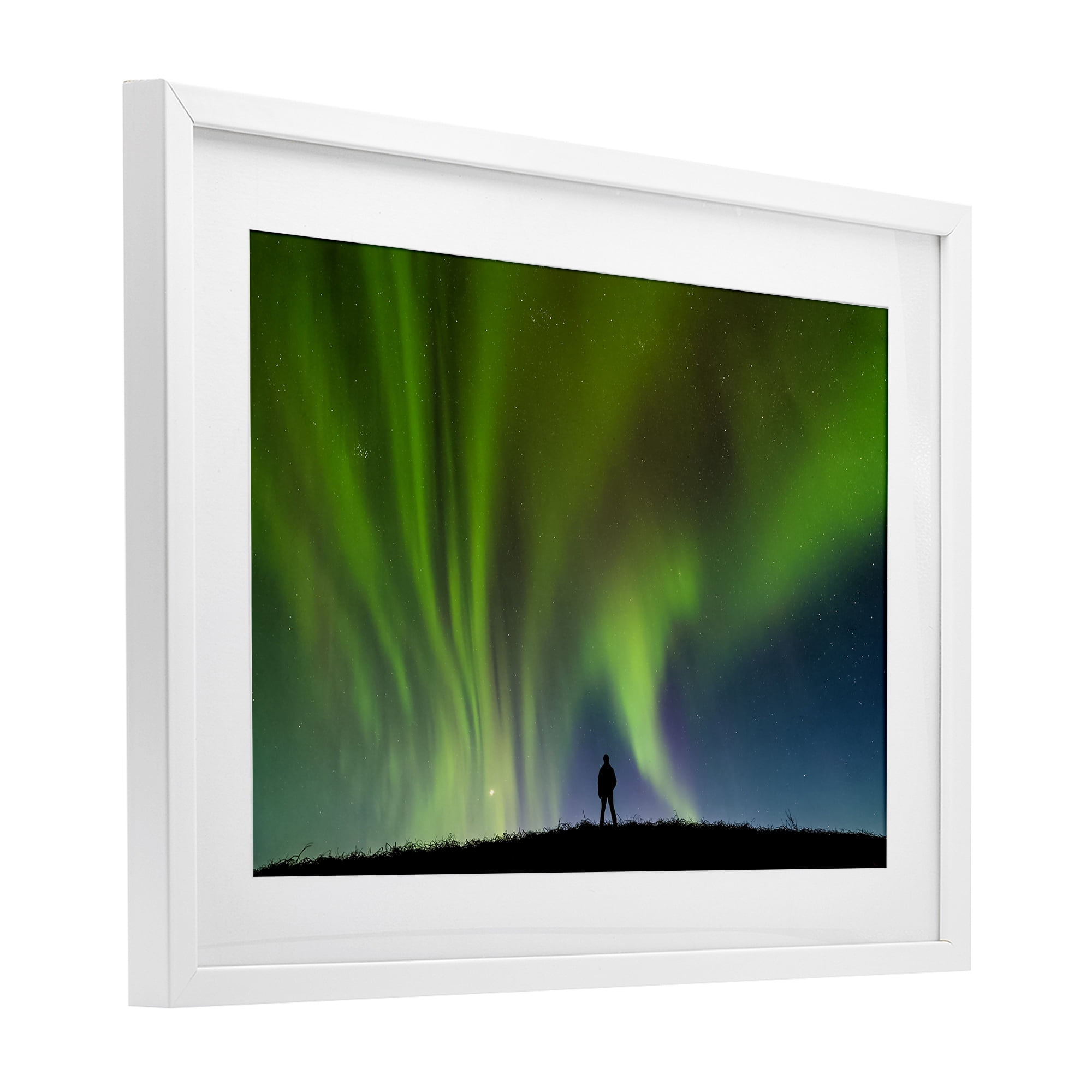 Stupell Industries Envelop Northern Lights Silhouette White Framed Print Under Glass, design by Shelley Carlisle