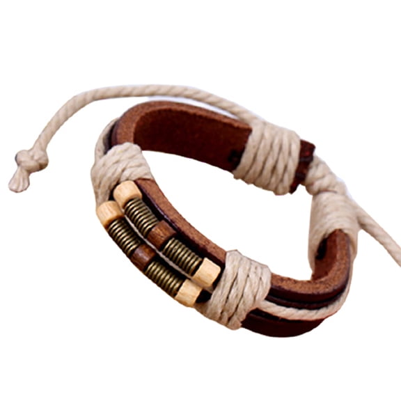 AYYUFE Bracelet Multilayer Punk Style Faux Leather Unisex Braided Bracelet for Party Faux Leather,Alloy Brown