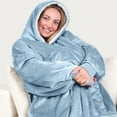 thumbnail image 6 of Bare Homey Plush Sherpa Wearable Blanket - Fluffy & Soft - Lightweight - Adult, Light Blue, 6 of 9