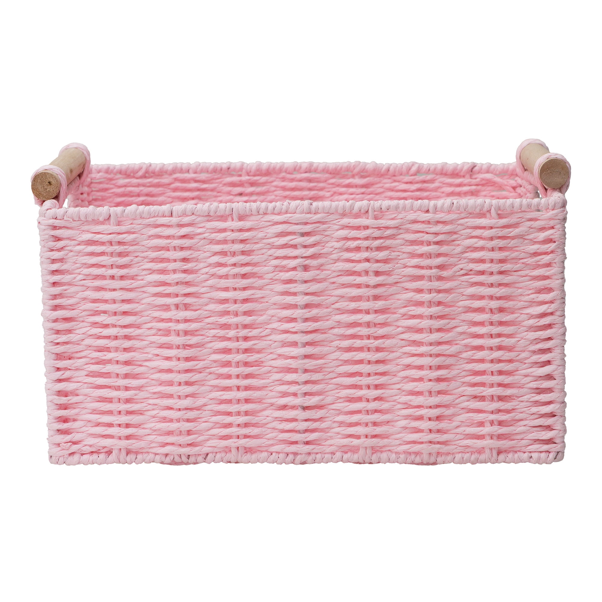Panier de rangement décoratif rectangulaire en corde de papier tissée Zenna Home rose perle