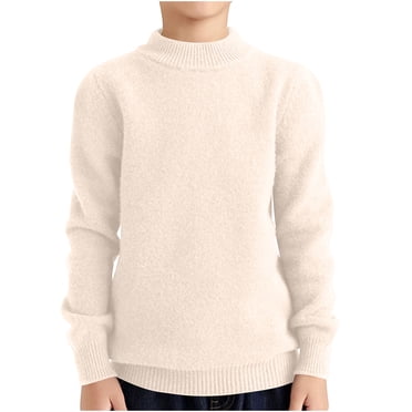 Besolor Kids Fall Winter Knitted Tops Crewneck Long Sleeve Basic Blouse Solid Color Pullover Sweaters for Boys Girls