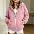 thumbnail image 2 of Girls Solid Fleece Zip Up Hoodie Jacket, Casual Long Sleeve Hooded Sweatshirt Coat, Soft Warm Outerwear for Kids Autumn Winter School Daily Leisure Wear(Pink,3-5 Years), 2 of 5