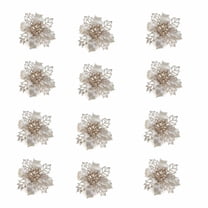 BOPORO 24PC Red Christmas Flowers with Clips for Christmas Tree Decorations Indoor and Outdoor Holiday Decor Artificial Christmas Flowers Gift Box Accents Christmas Wreath Enhancements