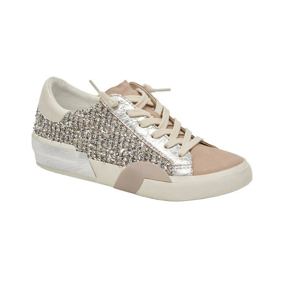 Dolce Vita Zina Leather & Twill Sneaker, 6.5, Silver