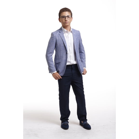Elie Balleh Royal Blue Solid Melange Boys's Blazers Sports Coat Jacket