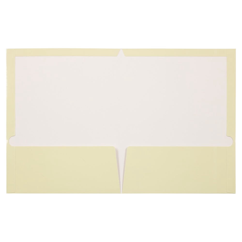 JAM Paper Laminated Two Pocket Glossy Folders, Ivory, 3/Pack