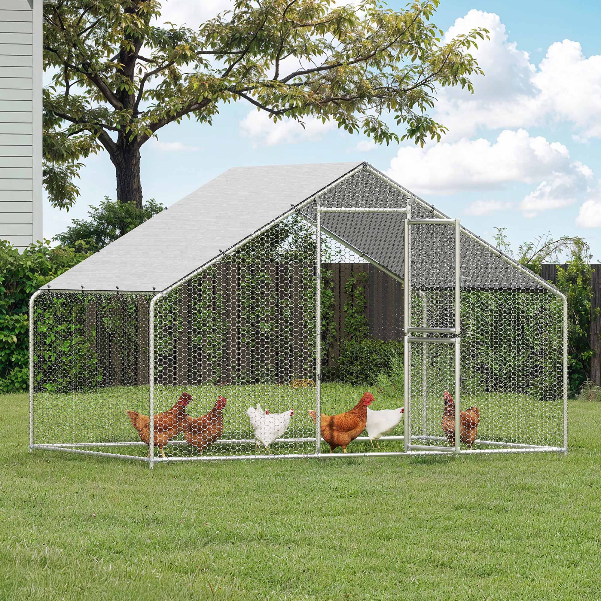 Uforic 6.6 x 9.8 x 6.4 ft Large Chicken Coop, Walking Poultry Cage Hen Run House Rabbits Habitat Cage,Chicken Run for Backyard Farm