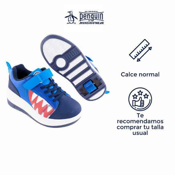 Tenis Patín Speed Rollers Shak Azul Marino Con Rueda Retráctil