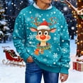 thumbnail image 2 of Unisex Christmas Sweater for Men Women Xmas Holiday Party Funny Print Knit Pullover,Sky Blue,XL, 2 of 5