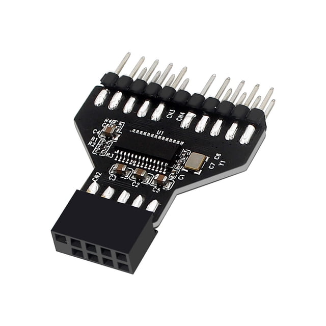 Motherboard Connector Good Hardness Lossless Plug Play USB2.0 9Pin to 2 9Pin Water-Cooled RGB Lamp Fan Adapter for Computer - Black
