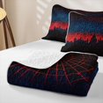 thumbnail image 4 of Erosebridal Spider Web Halloween City Bed Spread Queen for Boys Girl, Blue Red Gradient Town Queen Coverlet Set, 3-Piece, 4 of 7