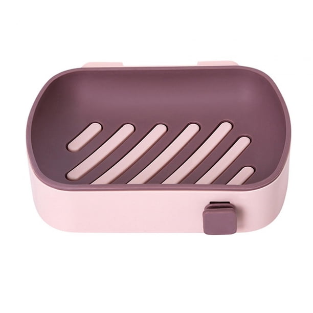 Jabonera con drenaje Jabonera Contenedor de jabón Elegante caja de almacenamiento de jabón Auto Rosa