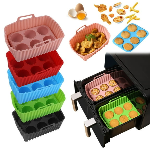 tasrioml Air Fryer Liners Silicone Baking Tray Rectangular Non-Stick Mold for Cakes Jelly Pudding Dishwasher Safe Air Fryer Accessories
