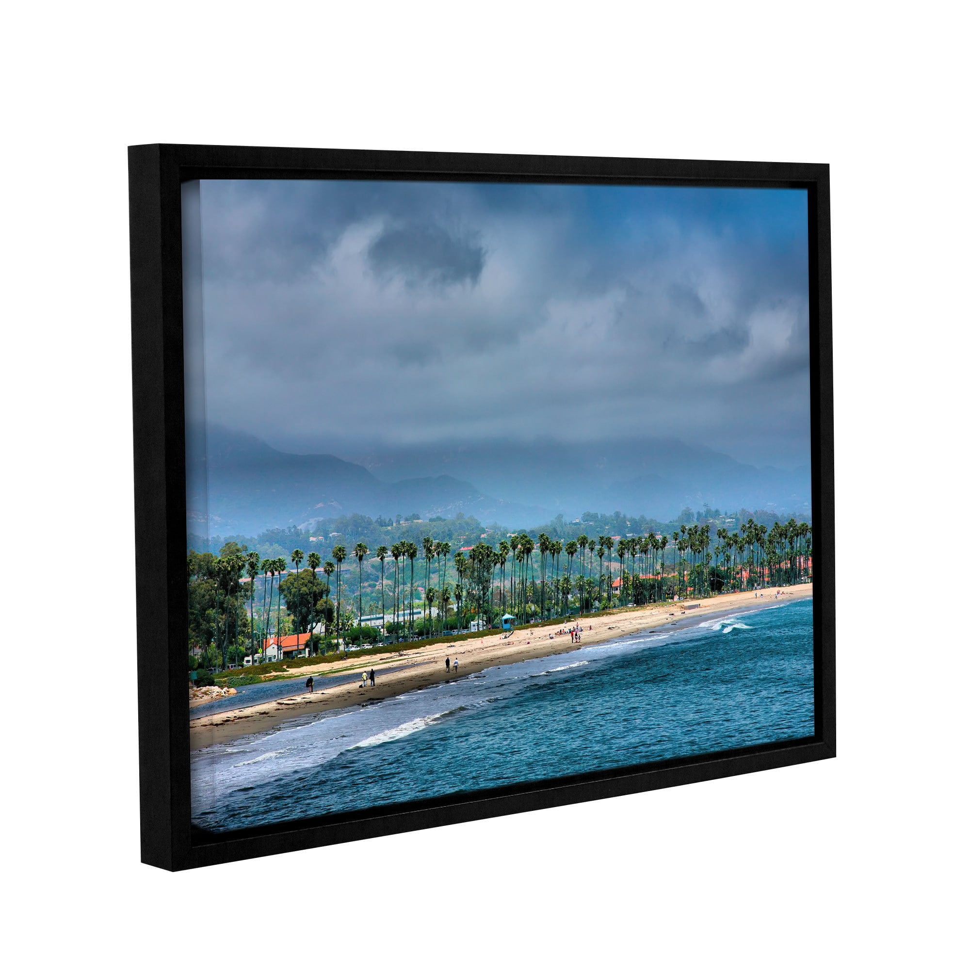 ArtWall Steve Ainsworth "The Beach at Santa Barbara" Gallery-Wrapped Floater-Framed Canvas
