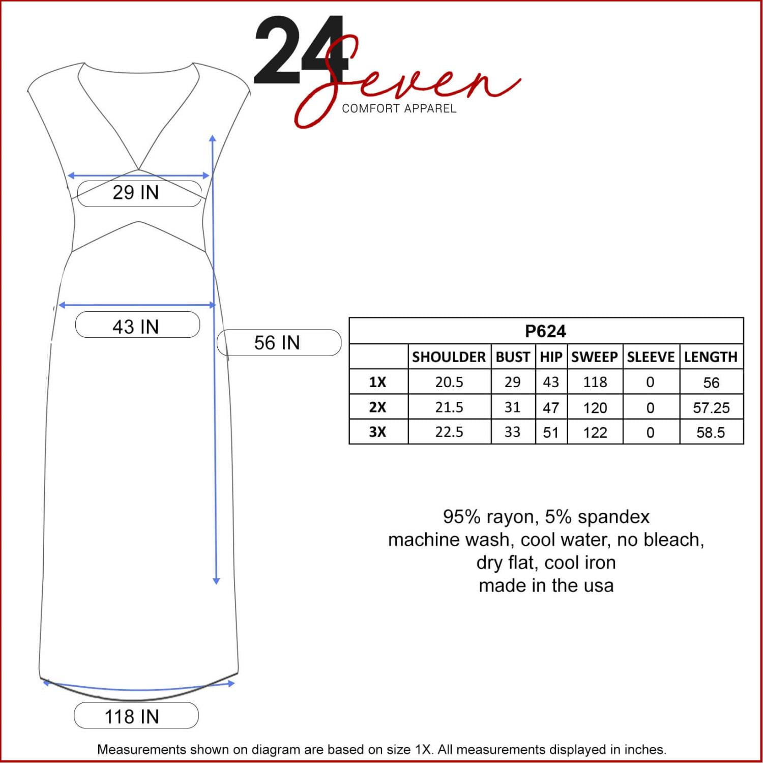24/7 Comfort Apparel Women's Plus Size Empire Waist V Neck Maxi Dress