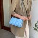 thumbnail image 4 of Bolso de hombro de color puro de PU con patrón de cuadros retro, bolsos pequeños (azul) Likrtyny Para estrenar, 4 of 8