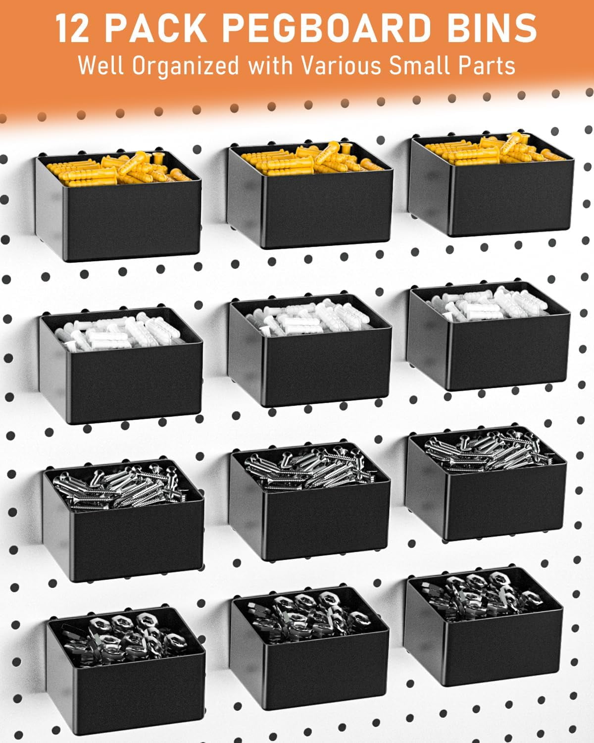 INCLY 170PCS 1/4 Inch Pegboard Hooks Kit, Extra Thick Heavy Duty Peg Board Organizer Accessories Assortment with Pegboard Bins & Peg Lock for Only 1/4" Pegboard Hanging Tools Garage Wall Attachment
