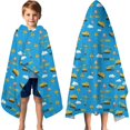 thumbnail image 3 of Cartoon Construction Vehicles Warning Signs Hooded Bath Towel，60"x35" for Ages 3 To 12 Kids, Quick Dry Lightweight Soft Microfiber Hood Beach Towel Cover Up for Kids, 3 of 7