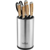 Laxinis World Universal Knife Block, Stainless Steel Round Knife Holder with Scissors-Slot, Counter-top Storage, Holds 12 8.5?-Blade Knives, 9? by 4.5?