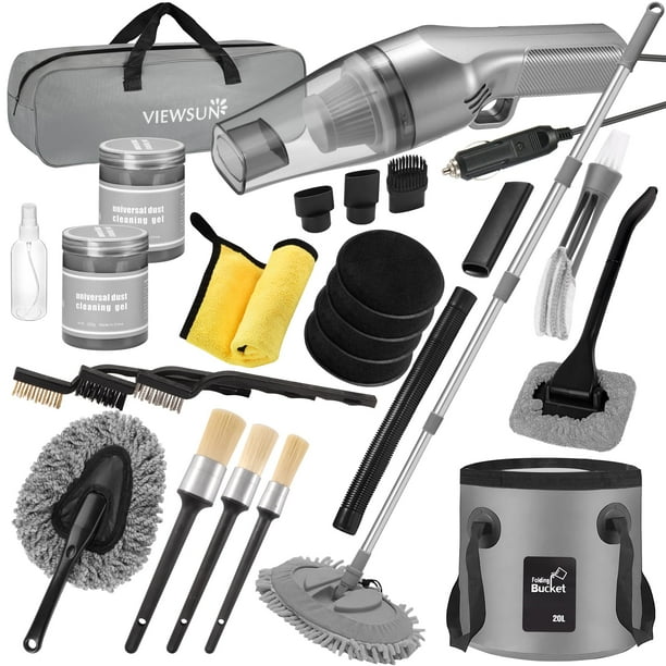 Kit de limpieza de coche Viewsun, 21 piezas, con aspiradora de mano y mopa
